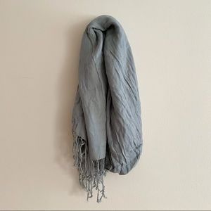 Slate blue fringed scarf